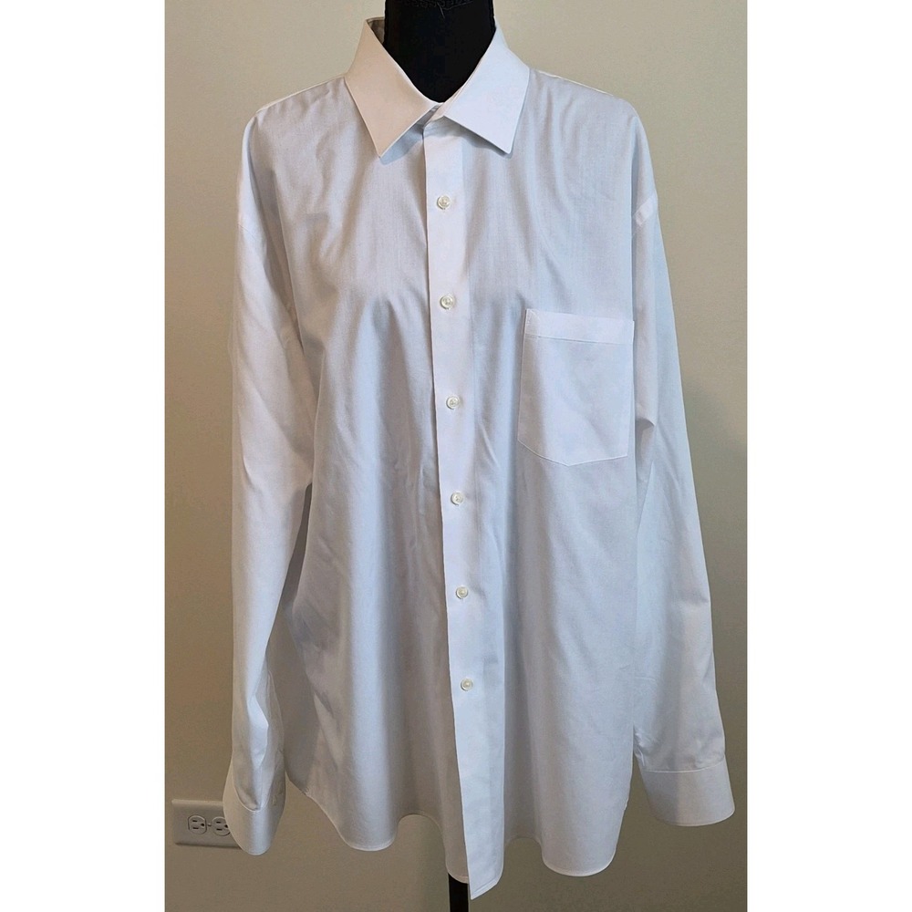 Men's Van Heusen White Royal Herringbone Regular Fit Button Down Shirt 18" 34/35